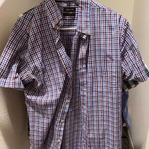 Van Heusen Checkered Dress Shirt | Short Sleeve | 15/15.5 Medium